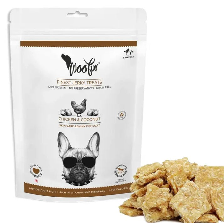 Pawfect Woofur Jerky Treats: Chicken & Coconut 50g