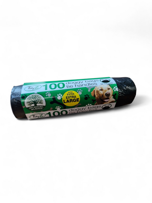 100 Bags - 1 Roll - Xl Black Poop/Poo Bags