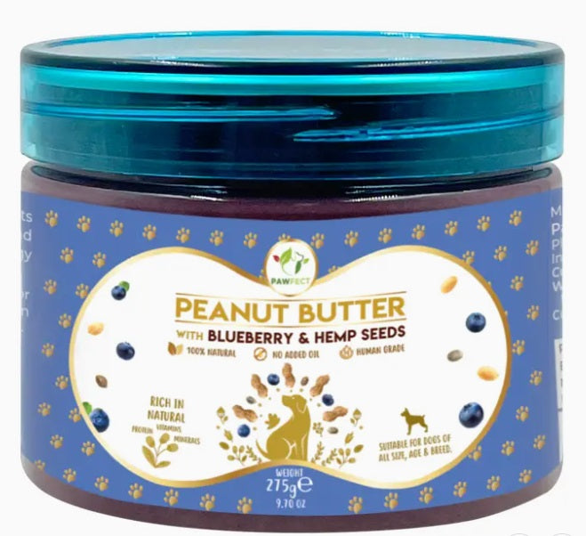 Pawfect Peanut Butter For Dogs: Blueberry & Hempseeds