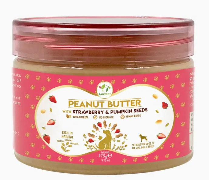 Pawfect Peanut Butter For Dogs: Strawberry & Pumpkin Seeds